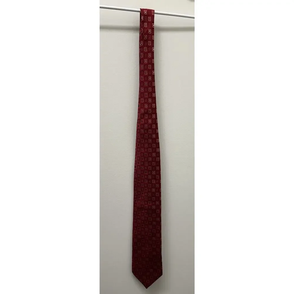 Ermenegildo Zegna Men’s Red Silk Print Tie Worn Once